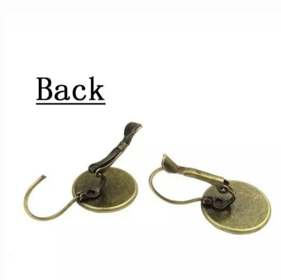 New Black Panther Glass Cabochon Bronze Lever Back Earrings. - Picture 2 of 3